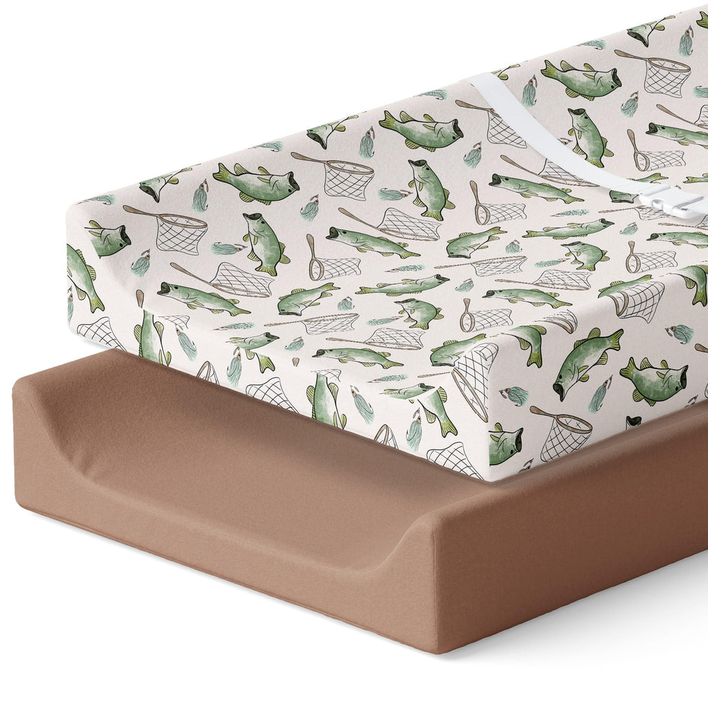 Pobibaby Gone Fishing changing pad cover with soft fabric for gentle diaper changes.