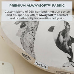 Pobibaby Seaside nursing pillow cover showing reversible design for two looks