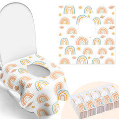 POIKSHARK rainbow toilet seat cover with full-seat coverage for public restrooms.