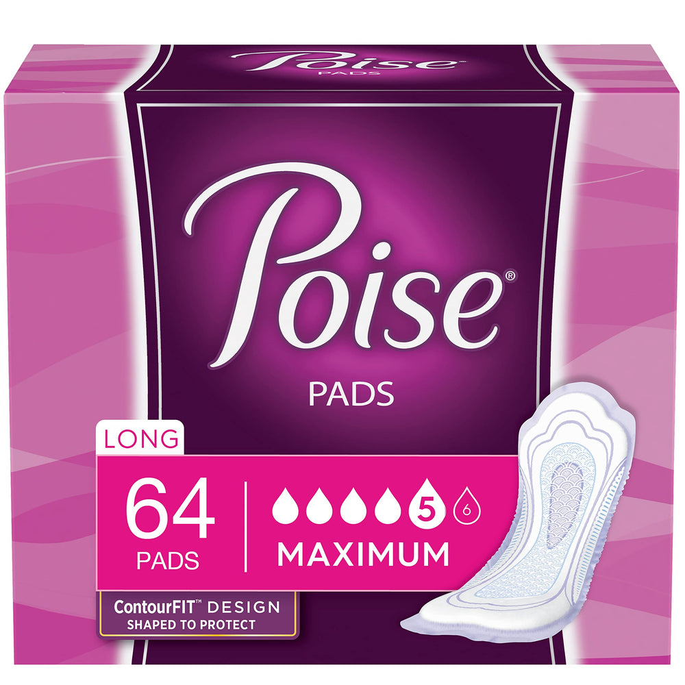 Poise maximum absorbency pad long length for extended protection during the day