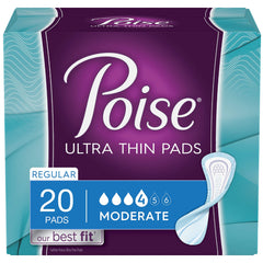 Poise Ultra Thin Pads regular unscented 80-count for discreet daily wear