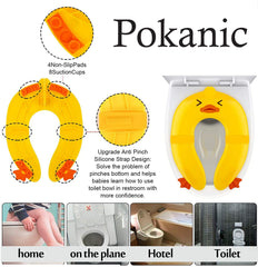Pokanic travel seat cover open for quick potty on the go.