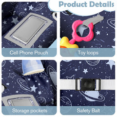 Polovillae blue sailboat cart cover harness strap demonstrates secure seating features.