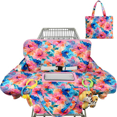 Polovillae shopping cart cover with floral pattern protects baby from dirty carts.