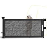 POMESEA retractable gate on stairs provides a safe, flexible barrier for small pets.