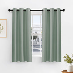 PONY DANCE Sage Green Kitchen Curtains two-panel set provides privacy with soft, diffused light.