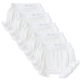 Poocen toddler bloomers white ruffled front, soft cotton linen for gentle skin.