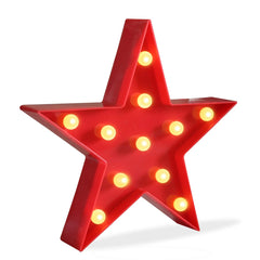 Pooqla marquee star sign red LED front view with warm glow for cozy rooms