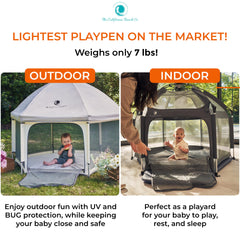 POP 'N GO PLAYPEN outdoor use in a park setting with shade