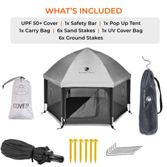 POP 'N GO PLAYPEN indoor-outdoor use supports busy parents on the go