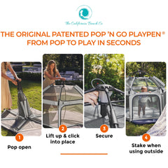 POP 'N GO PLAYPEN spacious play area encourages movement and exploration