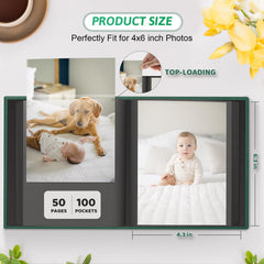 Popotop album with 100 pockets for 4x6 photos and easy sorting.