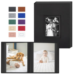 Popotop photo album front cover with double window and vegan leather finish.