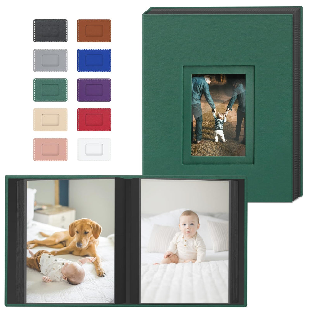 Popotop photo album front cover with vegan leather and double-window design for protected memories.