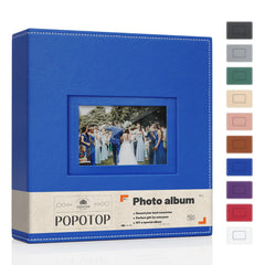 Popotop photo album leather cover close-up highlighting durable vegan leather and refined stitching