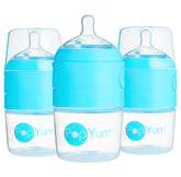 PopYum 5oz blue bottle with anti-colic design for comfortable feeding