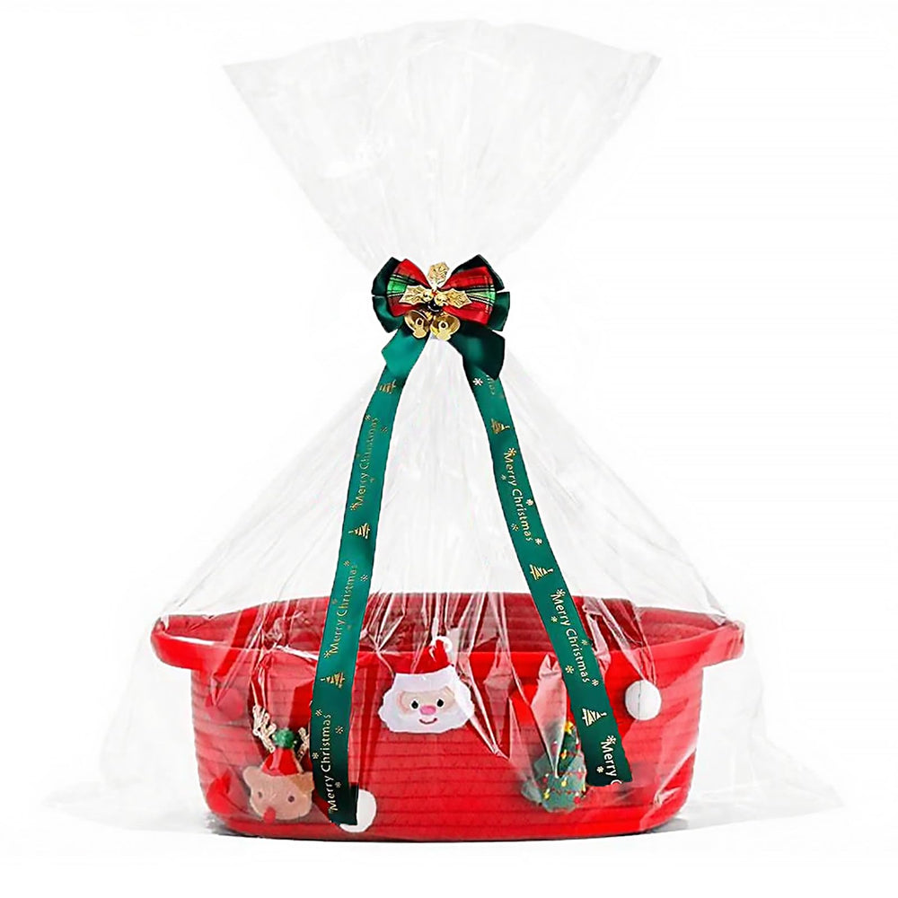 Poschnor gift basket red with festive colors, ready for holiday decor.