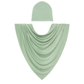 Posh Peanut Sage swaddle blanket flatlay in ultra-soft bamboo fabric for gentle newborn comfort.
