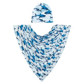 Posh Peanut Sharks swaddle set in soft bamboo viscose for newborn comfort