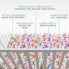 Posh Peanut standard crib sheet fits 52 by 28 by 9 inch mattress.
