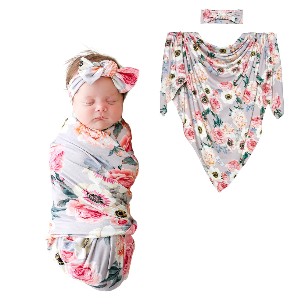 Posh Peanut swaddle blanket in soft bamboo fabric for gentle newborn comfort.