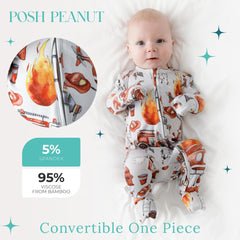 Posh Peanut two-way zipper sleeper eases late-night diaper changes.