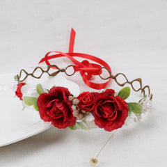 PoshMyra flower crown used as a photo prop for parties and weddings.