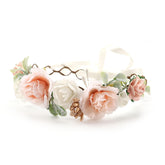 PoshMyra peach flower crown with adjustable ribbon for a comfortable, secure fit.