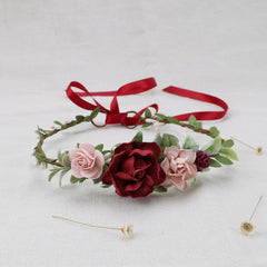 PoshMyra burgundy flower wreath suitable for maternity shoots and beach photos