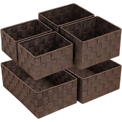 Posprica woven storage baskets 6-pack front view for organized bathroom and closet spaces.