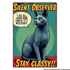 posteretro cat american style sign vintage metal artistry detail for retro vibe.
