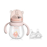 Potato glass baby bottle pink 6oz highlights safe borosilicate glass and cleanability