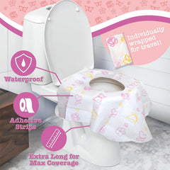 Potty Shields floral XL cover with adhesive strips stays secure during use