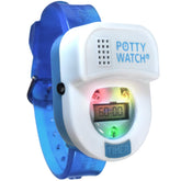 Potty Time Potty Watch blue face on a child’s wrist for friendly potty reminders.