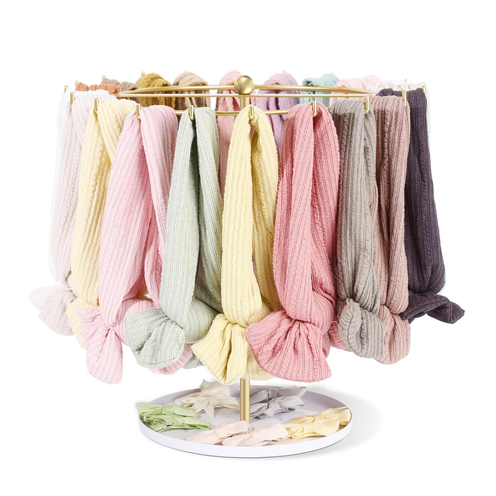 POVETIRE baby headband holder metal rack keeps headbands organized and easily accessible.
