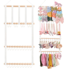 POVETIRE headband holder assembled on wall keeps bows organized and accessible