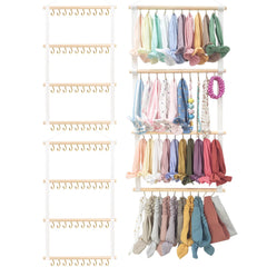POVETIRE headband organizer wall hanging keeps headbands neatly visible and easy to grab.