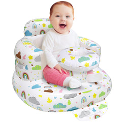 Poycuna inflatable baby seat with supportive backrest offers safe learning to sit.
