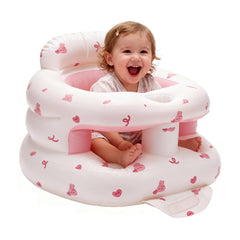 POZMTIORE inflatable baby seat front view in pink bunny, ideal for 3–36 months.
