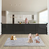 Pravoluxmax retractable gate extended to 200 inches for wide openings, ensuring safe passage