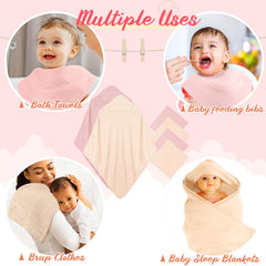 Preboun hooded baby towel in pink, cozy wrap after bath time