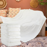 Preboun sublimation blanket pack of six white plush throws ready for custom designs.