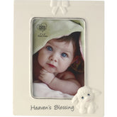 Precious Moments Heaven's Blessings lamb photo frame in beige, ideal for displaying a 4x6 baby photo.