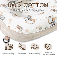 Preciozonal Baby Lounger breathable cotton cover keeps baby cool and comfortable.