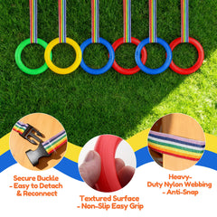 Preschool walking rope with red rings supports quick line formation.