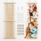 Pretty Jolly 47-inch cotton hanging storage net displaying plush toys neatly