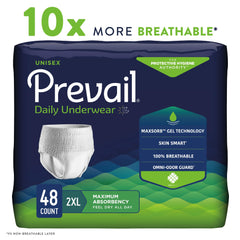 Ventilated waist panels in Prevail 2XL underwear promote airflow and skin comfort.