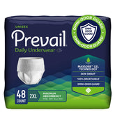 Prevail Daily Protective Underwear 2XL waistband elastic for a secure, discreet fit.