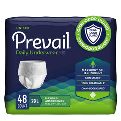 Prevail Daily Protective Underwear 2XL waistband elastic for a secure, discreet fit.