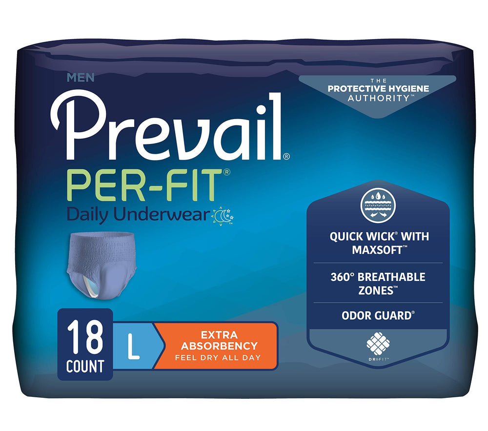 Prevail Per-Fit Men Underwear, front view, discreet protection with comfortable fit for daily wear.